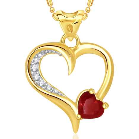 Buy Srikara Alloy Plated CZ/AD Decent Heart Valentine Fashion Jewelry Pendant Chain - SKP1697G - Purplle