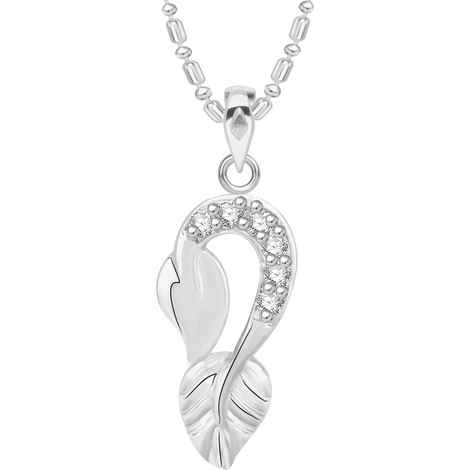 Buy Srikara Alloy Rhodium Plated CZ / AD Leaf Fashion Jewellery Pendant with Chain - SKP2623R - Purplle