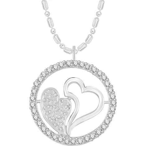 Buy Srikara Alloy Rhodium Plated CZ/AD Double Heart Fashion Jewellery Pendant Chain - SKP2677R - Purplle
