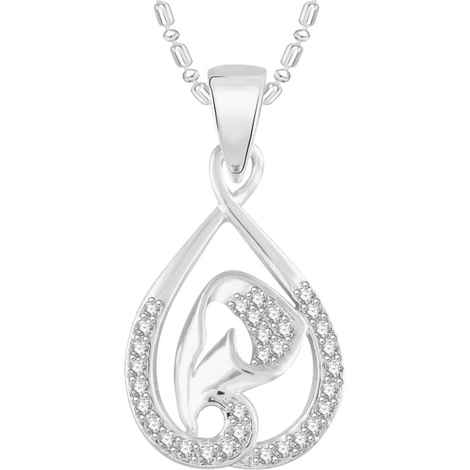 Buy Srikara Alloy Rhodium Plated CZ / AD Fashion Jewellery Pendant with Chain - SKP2548R - Purplle