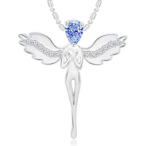 Buy Srikara Alloy Rhodium Plated CZ / AD Angel Fashion Jewellery Pendant with Chain - SKP2698R - Purplle