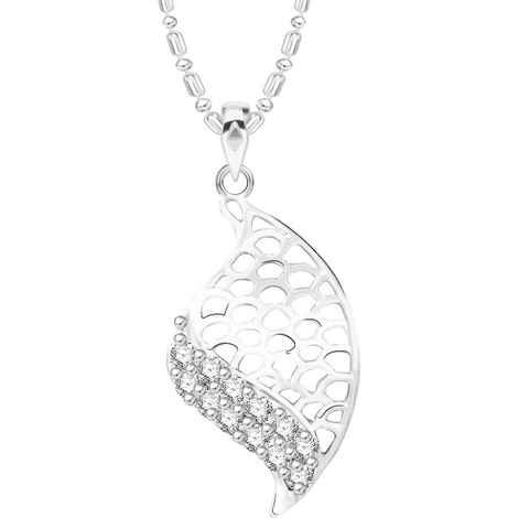 Buy Srikara Alloy Rhodium Plated CZ/AD Wonderful Fashion Jewelry Pendant with Chain - SKP2634R - Purplle