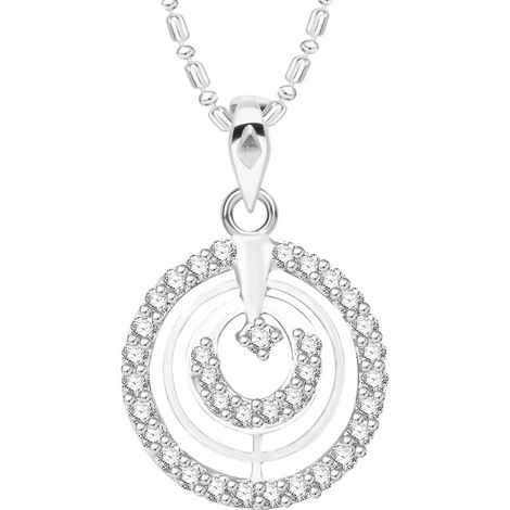 Buy Srikara Alloy Rhodium Plated CZ / AD Circuler Fashion Jewelry Pendant with Chain - SKP2637R - Purplle