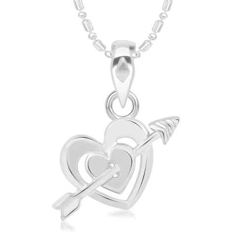 Buy Srikara Alloy Rhodium Plated CZ/AD Love Heart Fashion Jewelry Pendant with Chain - SKP2337R - Purplle