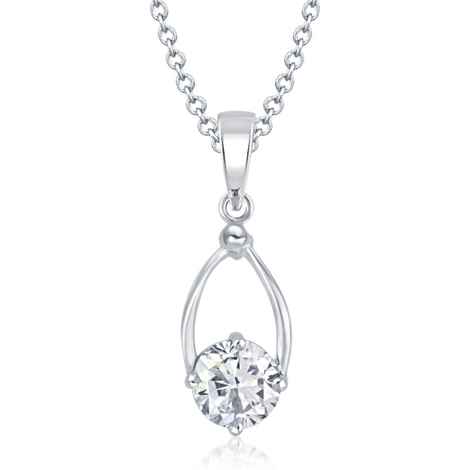 Buy Srikara Alloy Oval Shaped Rhodium Plated Solitaire Fashion Jewelry Pendant Chain - SKP1087R - Purplle