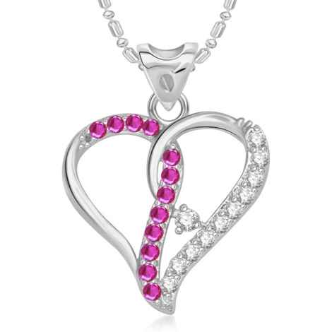 Buy Srikara Alloy Rhodium Plated CZ/AD Decent Heart Fashion Jewellery Pendant Chain - SKP2416R - Purplle