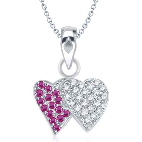 Buy Srikara Alloy Rhodium Plated CZ/AD You & Me Heart Shape Fashion Jewelry Pendant - SKP1305R - Purplle