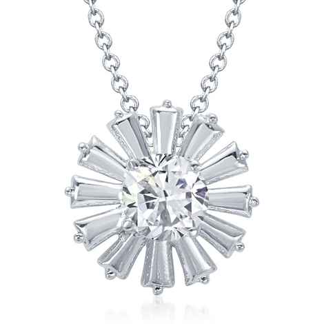 Buy Srikara Alloy Rhodium Plated CZ / AD Twevle Petal Fashion Jewelry Pendant Chain - SKP1082R - Purplle