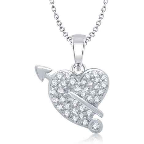 Buy Srikara Alloy Rhodium Plated CZ / AD Fashion Jewellery Pendant with Chain - SKP1041R - Purplle