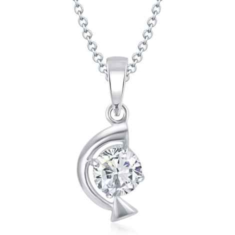 Buy Srikara Alloy Arrow Curve Rhodium Plated Solitaire Fashion Jewelry Pendant Chain - SKP1088R - Purplle