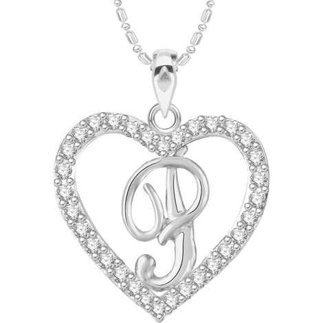 Buy Srikara Alloy Rhodium Plated CZ/AD Alphabet "P" in Heart Fashion Jewelry Pendant - SKP2306R - Purplle