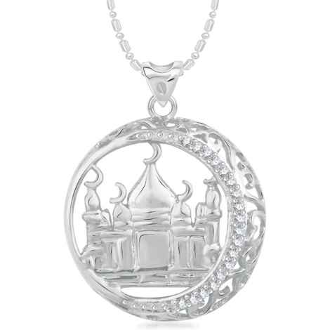 Buy Srikara Alloy Rhodium Plated CZ/AD Islamic Mosque Fashion Jewelry Pendant Chain - SKP2363R - Purplle