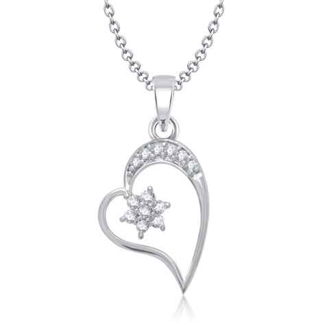 Buy Srikara Alloy Rhodium Plated CZ / AD Fashion Jewellery Pendant with Chain - SKP1050R - Purplle