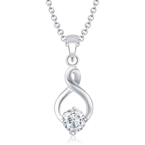 Buy Srikara Alloy Rhodium Plated CZ Magical Solitaire Fashion Jewelry Pendant Chain - SKP1080R - Purplle