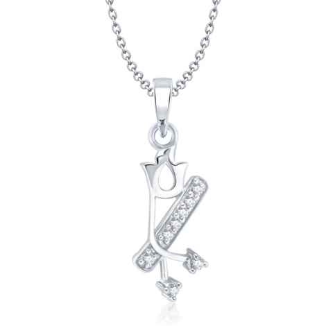 Buy Srikara Alloy Rhodium Plated CZ / AD Fashion Jewellery Pendant with Chain - SKP1040R - Purplle