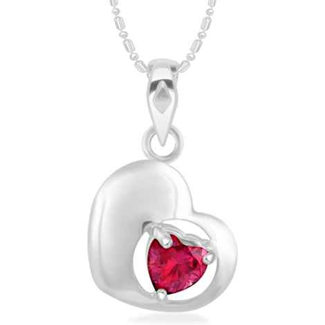 Buy Srikara Alloy Rhodium Plated CZ/AD Red Stone Heart Fashion Jewelry Pendant Chain - SKP2351R - Purplle