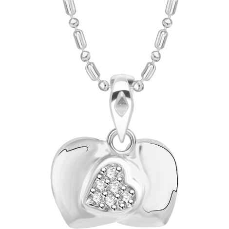Buy Srikara Alloy Rhodium Plated CZ/AD Double Heart Fashion Jewellery Pendant Chain - SKP2757R - Purplle
