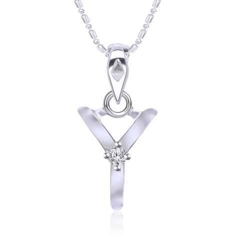 Buy Srikara Alloy Rhodium Plated CZ / AD Initial "Y" Alphabet Pendant with Chain - SKP2826R - Purplle