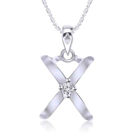 Buy Srikara Alloy Rhodium Plated CZ / AD Initial "X" Alphabet Pendant with Chain - SKP2825R - Purplle