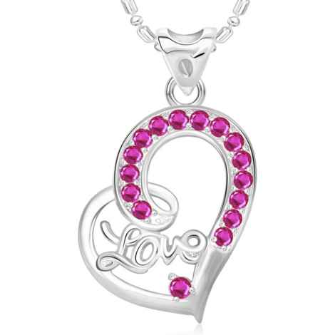 Buy Srikara Alloy Rhodium Plated CZ/AD Love Heart Fashion Jewelry Pendant with Chain - SKP2796R - Purplle