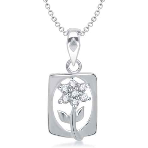 Buy Srikara Alloy Rhodium Plated CZ/AD Pretty Flower Fashion Jewellery Pendant Chain - SKP1326R - Purplle
