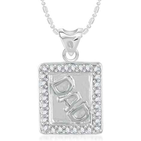 Buy Srikara Alloy Rhodium Plated CZ / AD Dad Fashion Jewellery Pendant with Chain - SKP2386R - Purplle