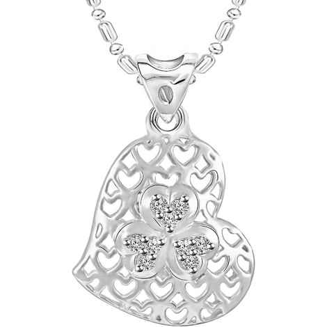 Buy Srikara Alloy CZ / AD Studded Flowery Heart Fashion Jewellery Pendant with Chain - SKP2860R - Purplle