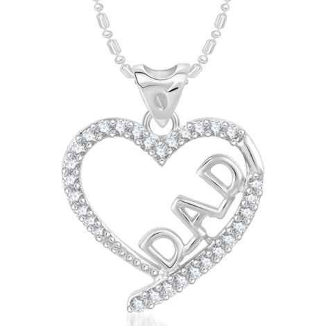 Buy Srikara Alloy Rhodium Plated CZ / AD Dad Fashion Jewellery Pendant with Chain - SKP2390R - Purplle