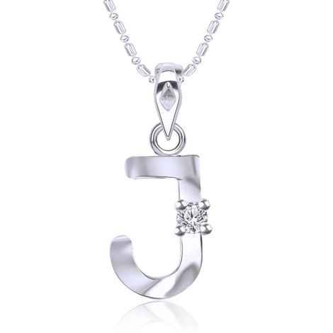 Buy Srikara Alloy Rhodium Plated CZ / AD Initial "J" Alphabet Pendant with Chain - SKP2811R - Purplle
