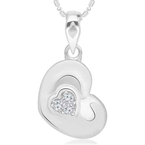 Buy Srikara Alloy Rhodium Plated CZ / AD Bonded Heart Pattern Pendant with Chain - SKP2851R - Purplle