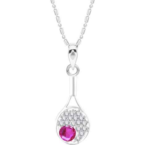 Buy Srikara Alloy Rhodium Plated CZ/AD Tennis Bat Fashion Jewelry Pendant with Chain - SKP2788R - Purplle