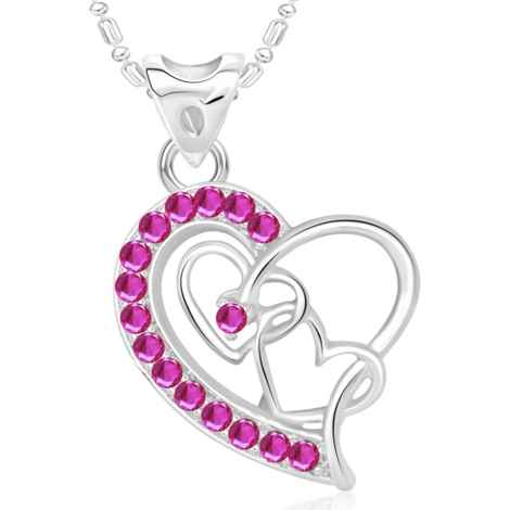 Buy Srikara Alloy Rhodium Plated CZ / AD Three Heart Fashion Jewellery Pendant Chain - SKP2794R - Purplle