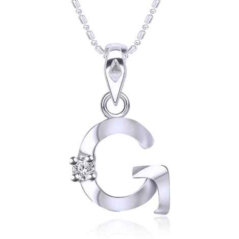 Buy Srikara Alloy Rhodium Plated CZ / AD Initial "G" Alphabet Pendant with Chain - SKP2808R - Purplle