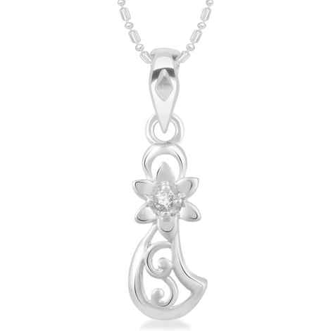 Buy Srikara Alloy Rhodium Plated CZ/AD Supreme Stylish Fashion Jewelry Pendant Chain - SKP2394R - Purplle