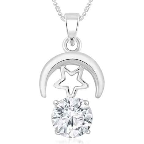 Buy Srikara Alloy Rhodium Plated CZ / AD Fashion Jewellery Pendant with Chain - SKP2032R - Purplle