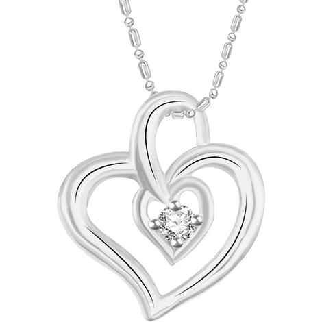 Buy Srikara Alloy Rhodium Plated CZ / AD Bonded Heart Pattern Pendant with Chain - SKP2864R - Purplle