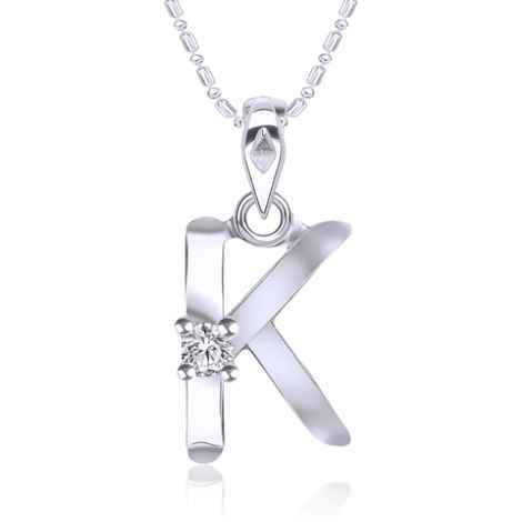 Buy Srikara Alloy Rhodium Plated CZ / AD Initial "K" Alphabet Pendant with Chain - SKP2812R - Purplle