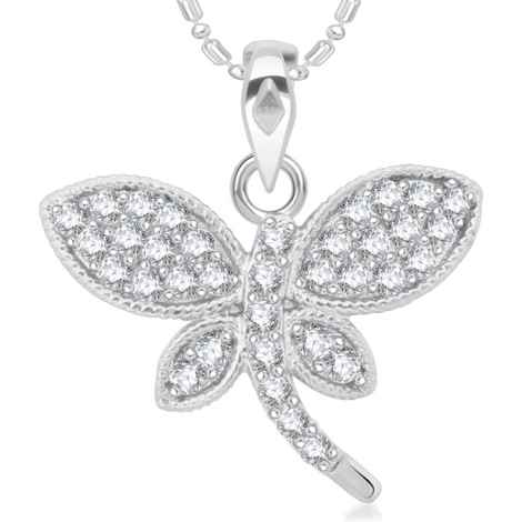Buy Srikara Alloy Rhodium Plated CZ / AD Fashion Jewellery Pendant with Chain - SKP2038R - Purplle