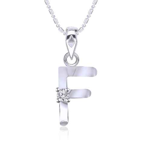 Buy Srikara Alloy Rhodium Plated CZ / AD Initial "F" Alphabet Pendant with Chain - SKP2807R - Purplle