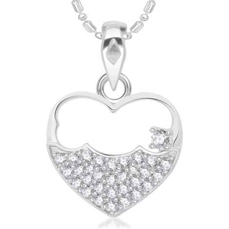 Buy Srikara Alloy Rhodium Plated CZ/AD Open Heart Fashion Jewelry Pendant with Chain - SKP2011R - Purplle