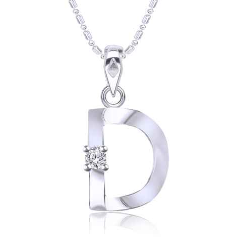 Buy Srikara Alloy Rhodium Plated CZ / AD Initial "D" Alphabet Pendant with Chain - SKP2805R - Purplle