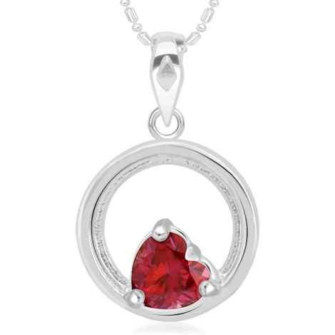 Buy Srikara Alloy Circular Red Heart Pearl Fashion Jewellery Pendant with Chain - SKP2956R - Purplle