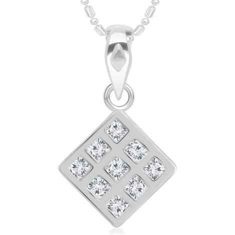 Buy Srikara Brass Alloy Rhodium Plated Square Shape CZ/AD Studded Pendant Chain - SKP2963R - Purplle