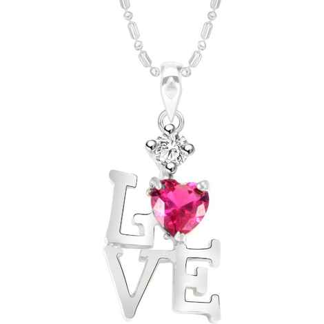 Buy Srikara Alloy Brass Rhodium Plated CZ/AD LOVE Pink Pearl Fashion Jewelry Pendant - SKP3037R - Purplle