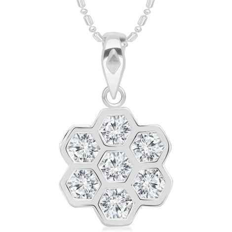 Buy Srikara Alloy Rhodium Plated Floral AD/CZ Studded Fashion Jewelry Pendant Chain - SKP2974R - Purplle