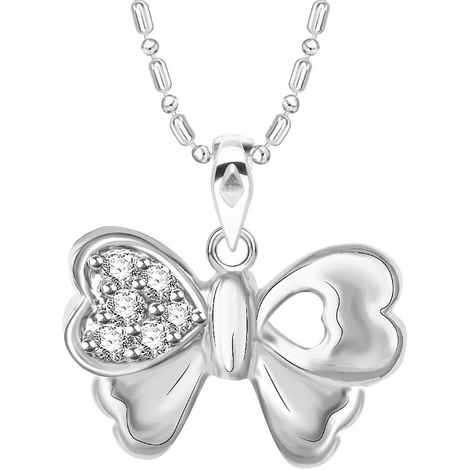 Buy Srikara Alloy Rhodium Plated Butterfly CZ/AD Studded Fashion Jewelry Pendant - SKP2948R - Purplle