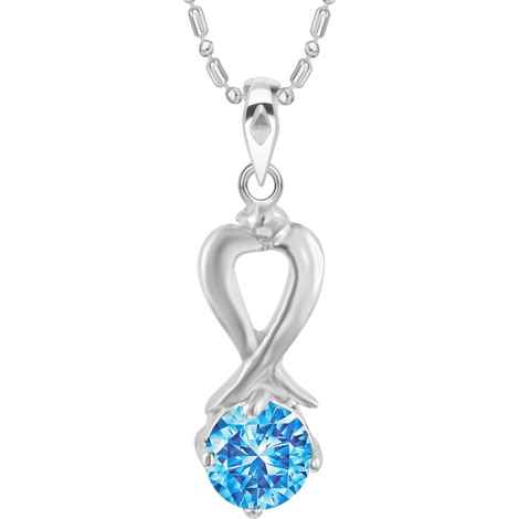 Buy Srikara Alloy CZ / AD Heart Drop Aqua Solitaire Fashion Jewellery Pendant Chain - SKP2907R - Purplle