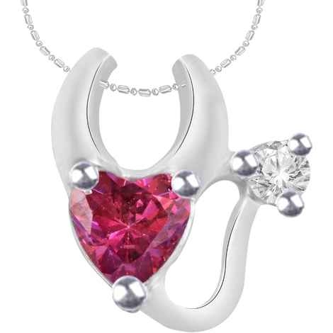 Buy Srikara Alloy Brass Rhodium Plated CZ Pink Pearl Heart Fashion Jewellery Pendant - SKP3035R - Purplle