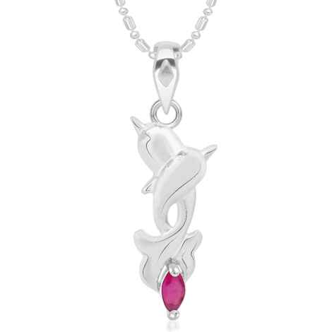 Buy Srikara Alloy CZ / AD Dolphin Drop Pink Pearl Fashion Jewelry Pendant with Chain - SKP2892R - Purplle
