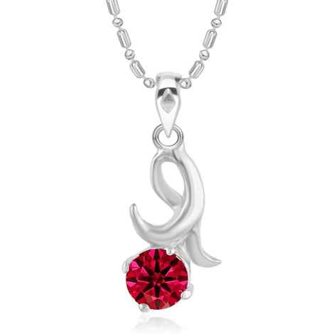 Buy Srikara Alloy CZ / AD Eye Catchy Red Solitaire Fashion Jewellery Pendant Chain - SKP2909R - Purplle